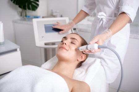 woman getting facial treatment